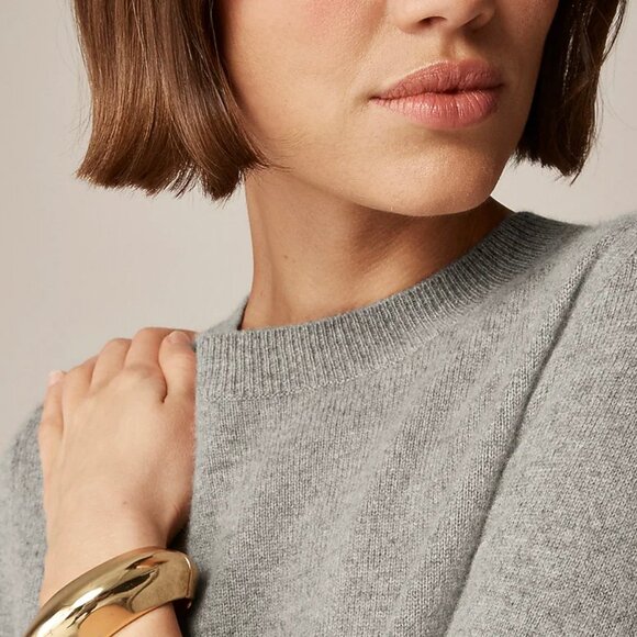 J.Crew Cashmere classic-fit crewneck sweater Size L Gray - Picture 2 of 6